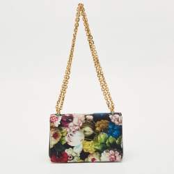 Dolce & Gabbana Multicolor Floral Satin and Leather Small DG Girls Shoulder Bag