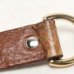 Dolce & Gabbana Brown Nubuck Leather and Snakeskin Studded Shoulder Bag