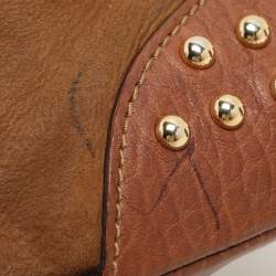 Dolce & Gabbana Brown Nubuck Leather and Snakeskin Studded Shoulder Bag