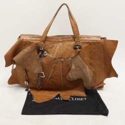 Dolce & Gabbana Brown Leather Embellished Tote