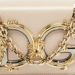 Dolce & Gabbana Beige Leather DG Girls Phone Bag