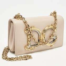 Dolce & Gabbana Beige Leather DG Girls Phone Bag