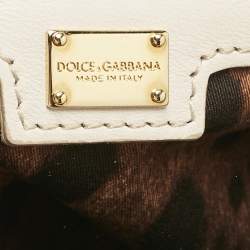 Dolce & Gabbana Beige/Off White Raffia and Python Miss Sicily Top Handle Bag