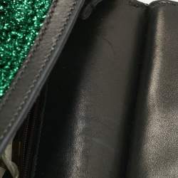 Dolce & Gabbana Green/Black Crochet Lurex Fabric Large Miss Sicily Top Handle Bag
