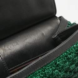 Dolce & Gabbana Green/Black Crochet Lurex Fabric Large Miss Sicily Top Handle Bag