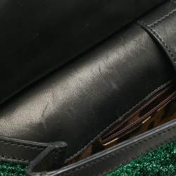Dolce & Gabbana Green/Black Crochet Lurex Fabric Large Miss Sicily Top Handle Bag