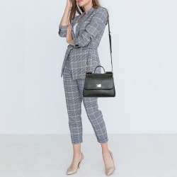 Dolce & Gabbana Black Leather Medium Miss Sicily Top Handle Bag