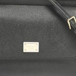 Dolce & Gabbana Black Leather Medium Miss Sicily Top Handle Bag