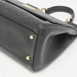 Dolce & Gabbana Black Leather Medium Miss Sicily Top Handle Bag