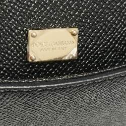Dolce & Gabbana Black Leather Medium Miss Sicily Top Handle Bag