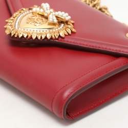 Dolce & Gabbana Red Leather Devotion Wallet On Chain