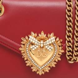 Dolce & Gabbana Red Leather Devotion Wallet On Chain