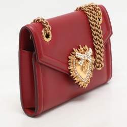 Dolce & Gabbana Red Leather Devotion Wallet On Chain