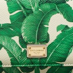 Dolce & Gabbana Green Leaf Print Leather Miss Sicily Von Wallet On Chain