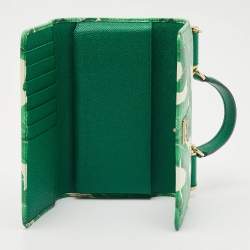 Dolce & Gabbana Green Leaf Print Leather Miss Sicily Von Wallet On Chain