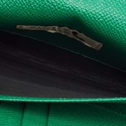 Dolce & Gabbana Green Leaf Print Leather Miss Sicily Von Wallet On Chain