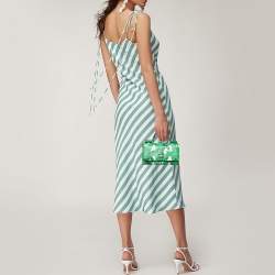Dolce & Gabbana Green Leaf Print Leather Miss Sicily Von Wallet On Chain
