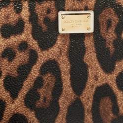 Dolce & Gabbana Beige/Black Leopard Print Coated Canvas Zip Continental Wallet