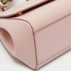 Pre Owned Dolce & Gabbana Pink Leather Small Scarf Miss Sicily Top Handle Bag