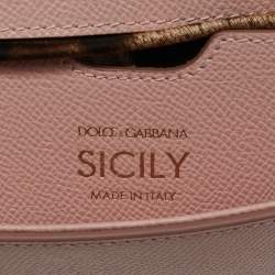 Pre Owned Dolce & Gabbana Pink Leather Small Scarf Miss Sicily Top Handle Bag