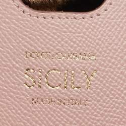 Pre Owned Dolce & Gabbana Pink Leather Small Scarf Miss Sicily Top Handle Bag