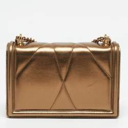 Dolce & Gabbana Gold Quilted Leather Medium Devotion Shoulder Bag