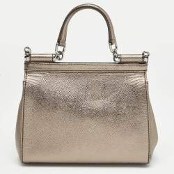 Dolce & Gabbana Metallic Leather Small Miss Sicily Top Handle Bag