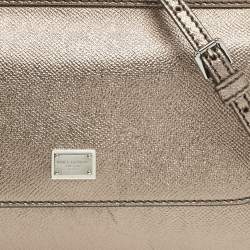 Dolce & Gabbana Metallic Leather Small Miss Sicily Top Handle Bag
