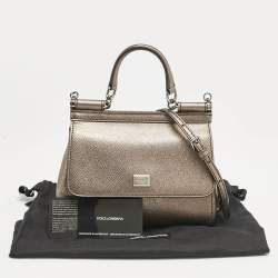 Dolce & Gabbana Metallic Leather Small Miss Sicily Top Handle Bag