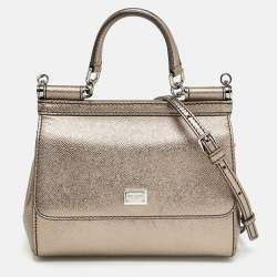 Dolce & Gabbana Metallic Leather Small Miss Sicily Top Handle Bag