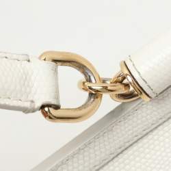 Dolce & Gabbana White Lizard Embossed Leather Medium Miss Sicily Top Handle Bag