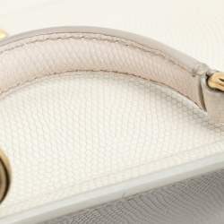 Dolce & Gabbana White Lizard Embossed Leather Medium Miss Sicily Top Handle Bag
