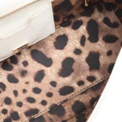 Dolce & Gabbana White Lizard Embossed Leather Medium Miss Sicily Top Handle Bag