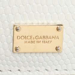 Dolce & Gabbana White Lizard Embossed Leather Medium Miss Sicily Top Handle Bag