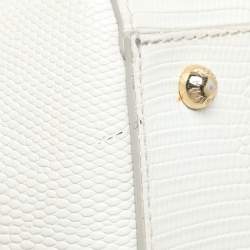 Dolce & Gabbana White Lizard Embossed Leather Medium Miss Sicily Top Handle Bag