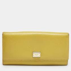 Dolce & Gabbana Yellow Leather Flap Continental Wallet
