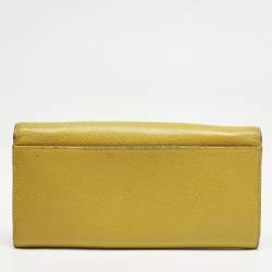 Dolce & Gabbana Yellow Leather Flap Continental Wallet