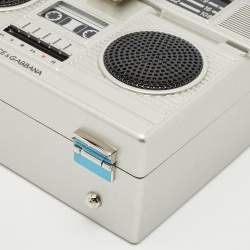 Dolce & Gabbana Grey/Black Acrylic and Snakeskin Trim Radio Boom Box Top Handle Bag
