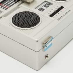 Dolce & Gabbana Grey/Black Acrylic and Snakeskin Trim Radio Boom Box Top Handle Bag
