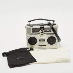 Dolce & Gabbana Grey/Black Acrylic and Snakeskin Trim Radio Boom Box Top Handle Bag