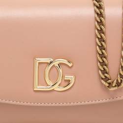 Dolce & Gabbana Nude Pink Leather DG Wallet On Chain