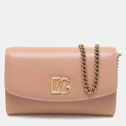 Dolce & Gabbana Nude Pink Leather DG Wallet On Chain