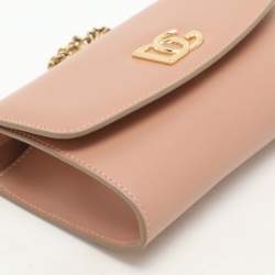 Dolce & Gabbana Nude Pink Leather DG Wallet On Chain