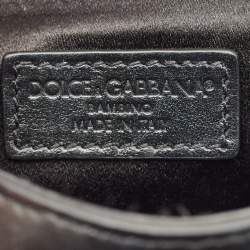 Dolce & Gabbana Bambino Black Leather Logo Studded Flap Crossbody Bag