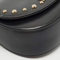 Dolce & Gabbana Bambino Black Leather Logo Studded Flap Crossbody Bag