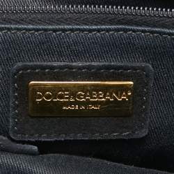 Dolce & Gabbana Black Crochet and Snakeskin Large Miss Sicily Top Handle Bag