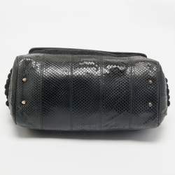 Dolce & Gabbana Black Crochet and Snakeskin Large Miss Sicily Top Handle Bag