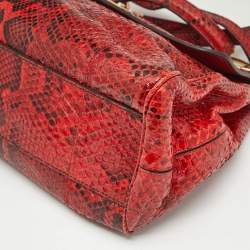 Dolce & Gabbana Red Python Large Miss Sicily Top Handle Bag