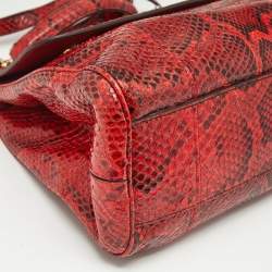 Dolce & Gabbana Red Python Large Miss Sicily Top Handle Bag