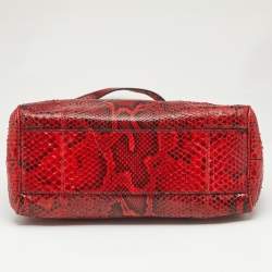 Dolce & Gabbana Red Python Large Miss Sicily Top Handle Bag